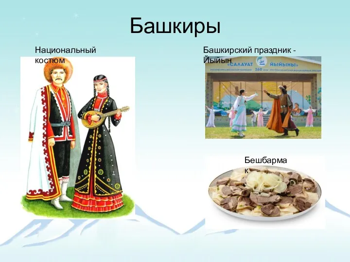 Башкиры Национальный костюм Башкирский праздник - Йыйын Бешбармак