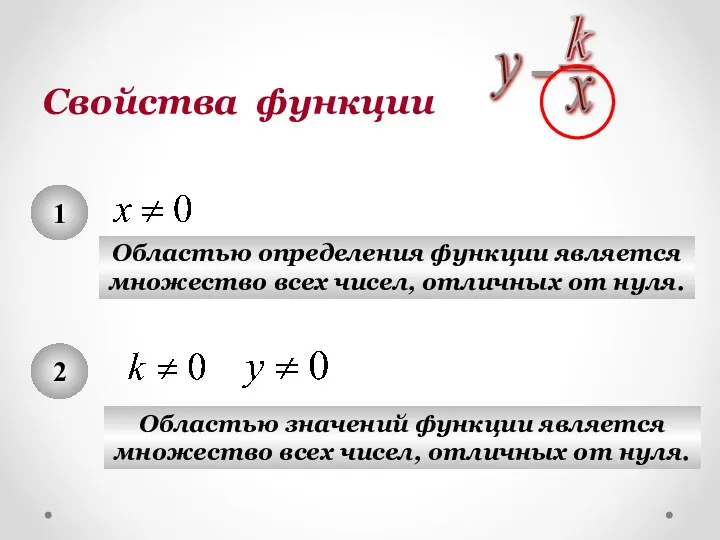 Свойства функции 1 Областью определения функции является множество всех чисел,