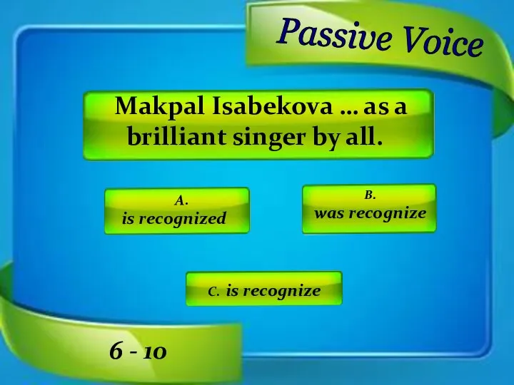 Makpal Isabekova … as a brilliant singer by all. A.