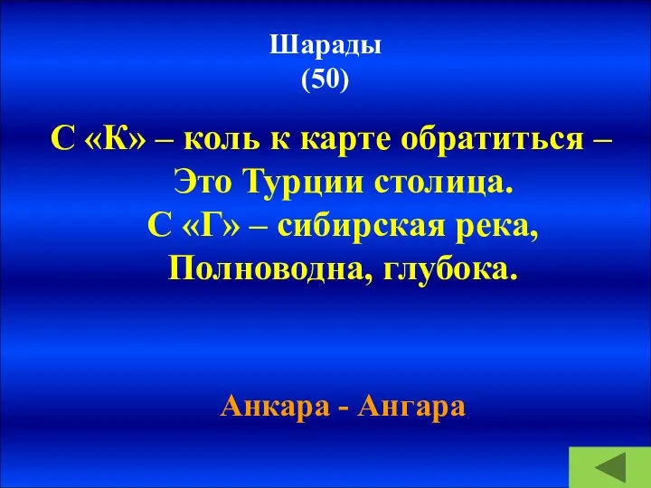 Шарады (50) С «К» – коль к карте обратиться –