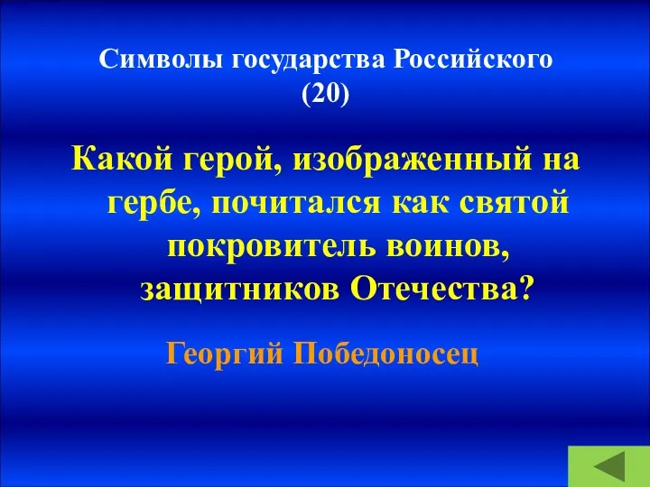 Символы государства Российского (20) Какой герой, изображенный на гербе, почитался