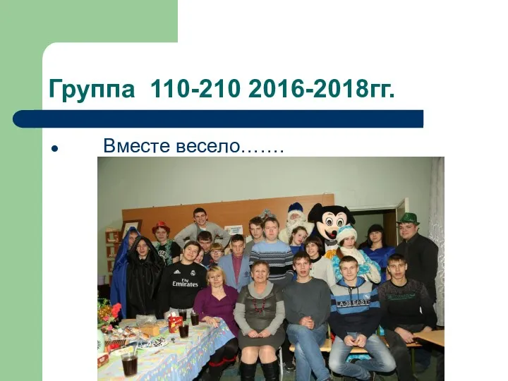 Группа 110-210 2016-2018гг. Вместе весело…….