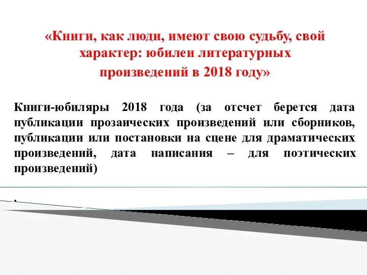 «Книги, как люди, имеют свою судьбу, свой характер: юбилеи литературных