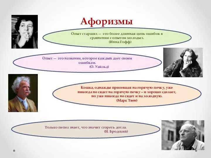 Афоризмы Опыт старших — это более длинная цепь ошибок в