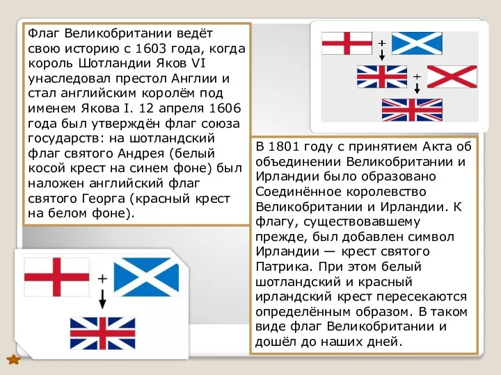 Флаг Великобритании ведёт свою историю с 1603 года, когда король