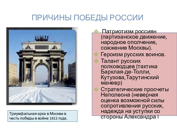 Патриотизм россиян (партизанское движение, народное ополчение, сожжение Москвы). Героизм русских