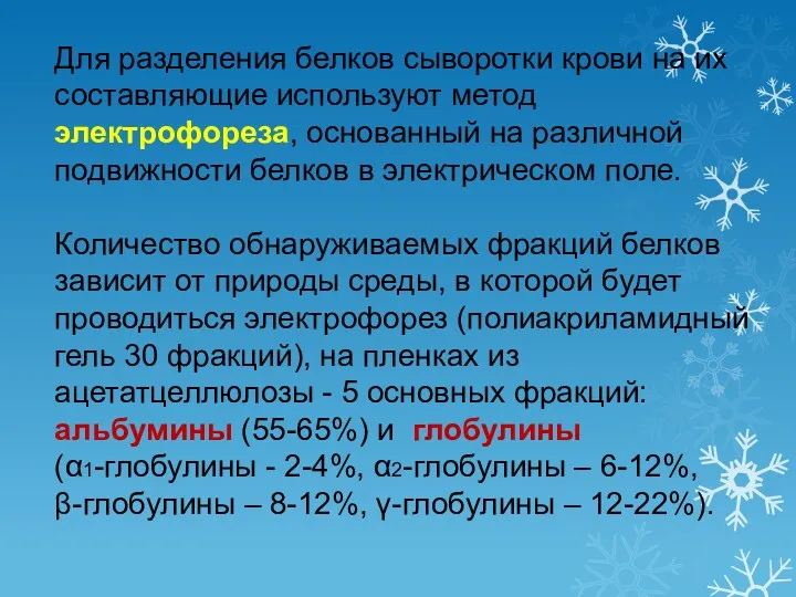 Для разделения белков сыворотки крови на их составляющие используют метод