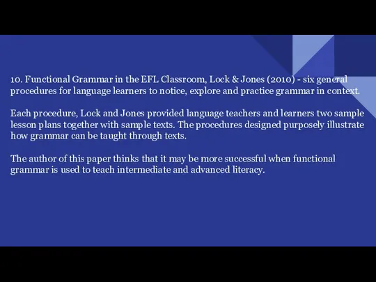 10. Functional Grammar in the EFL Classroom, Lock & Jones