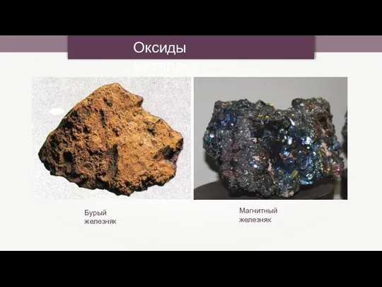 Оксиды металлов Бурый железняк Магнитный железняк