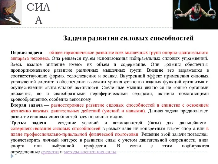 Первая задача — общее гармоническое развитие всех мышечных групп опорно-двигательного