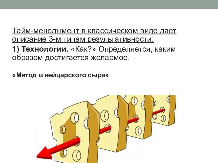 Тайм-менеджмент в классическом виде дает описание 3-м типам результативности: 1)