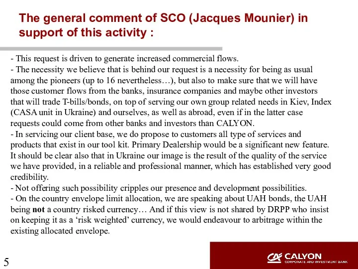 The general comment of SCO (Jacques Mounier) in support of