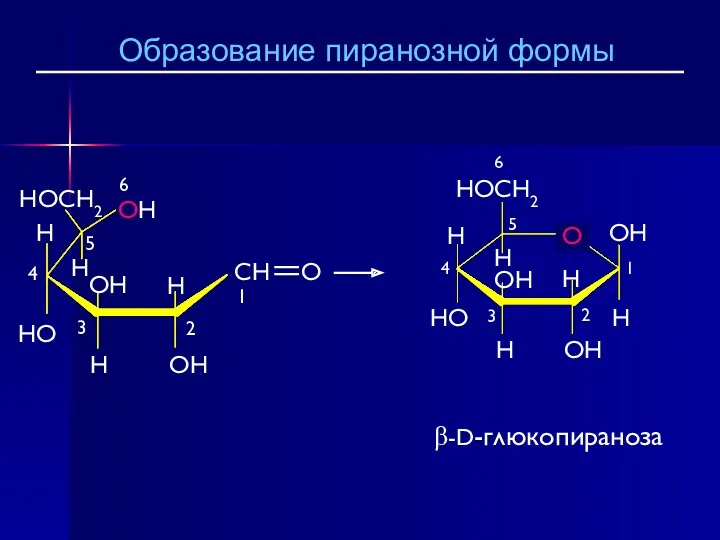 β-D-глюкопираноза Образование пиранозной формы