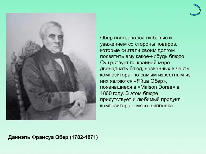 Даниэль Франсуа Обер (1782-1871) Обер пользовался любовью и уважением со