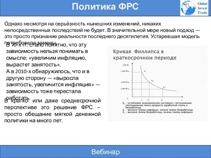 Вебинар Политика ФРС Однако несмотря на серьёзность нынешних изменений, никаких