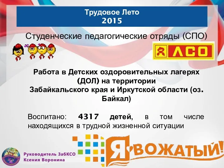 Трудовое Лето 2015 Студенческие педагогические отряды (СПО) Работа в Детских