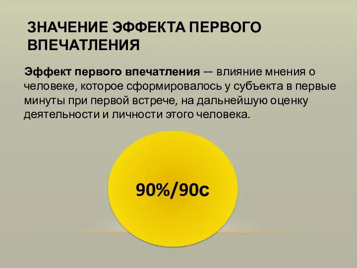 ЗНАЧЕНИЕ ЭФФЕКТА ПЕРВОГО ВПЕЧАТЛЕНИЯ Эффект первого впечатления — влияние мнения