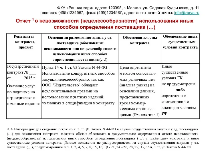 ФКУ «Ранняя заря» адрес: 123995, г. Москва, ул. Садовая-Кудринская, д.