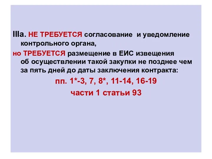 IIIа. НЕ ТРЕБУЕТСЯ согласование и уведомление контрольного органа, но ТРЕБУЕТСЯ