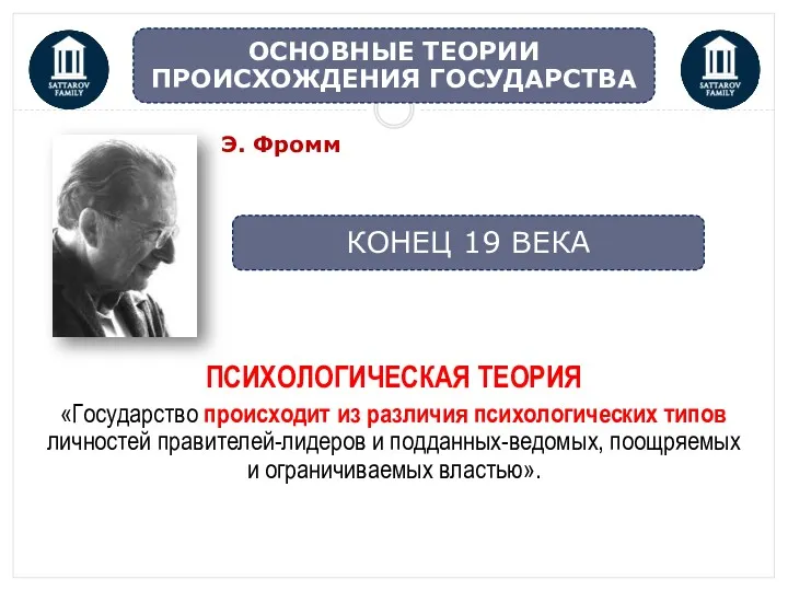 ПСИХОЛОГИЧЕСКАЯ ТЕОРИЯ «Государство происходит из различия психологических типов личностей правителей-лидеров