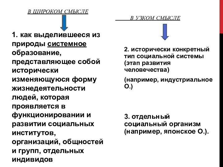 В ШИРОКОМ СМЫСЛЕ 1. как выделившееся из природы системное образование,