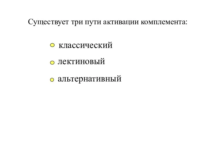 Существует три пути активации комплемента: