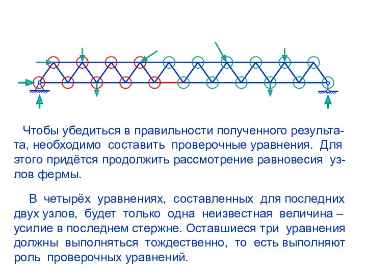 Чтобы убедиться в правильности полученного результа-та, необходимо составить проверочные уравнения.