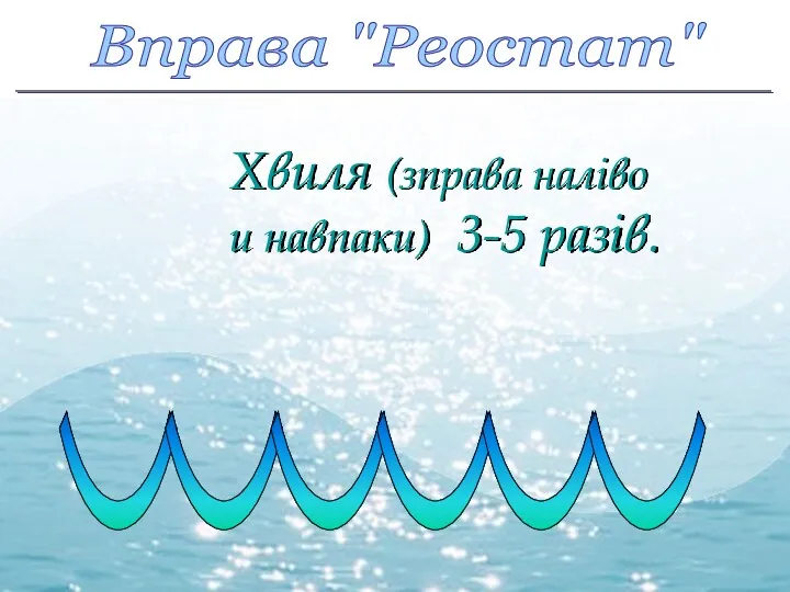 Вправа "Реостат" Хвиля (зправа наліво и навпаки) 3-5 разів.