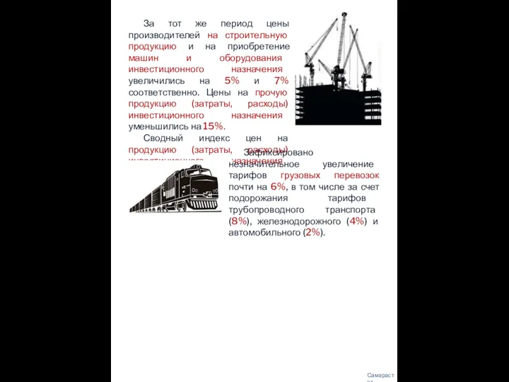 Самарастат За тот же период цены производителей на строительную продукцию