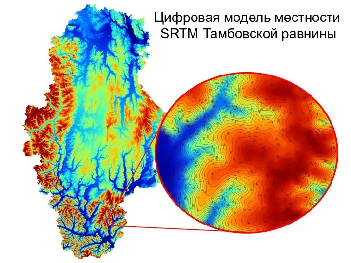 Цифровая модель местности SRTM Тамбовской равнины