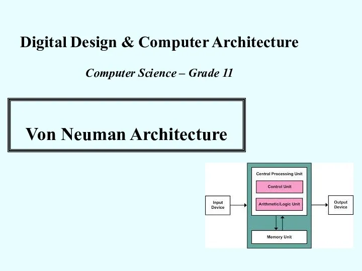 Digital Design & Computer Architecture Computer Science – Grade 11 Von Neuman Architecture