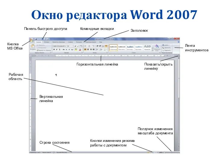 Окно редактора Word 2007