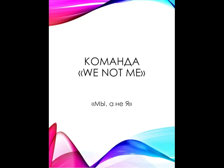 КОМАНДА «WE NOT ME» «МЫ, а не Я»