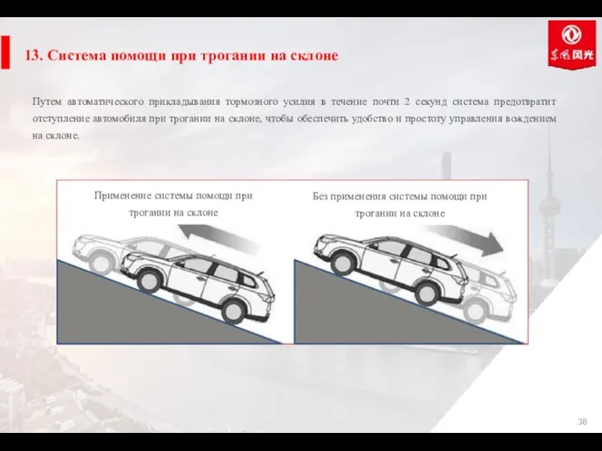 13. Система помощи при трогании на склоне Путем автоматического прикладывания