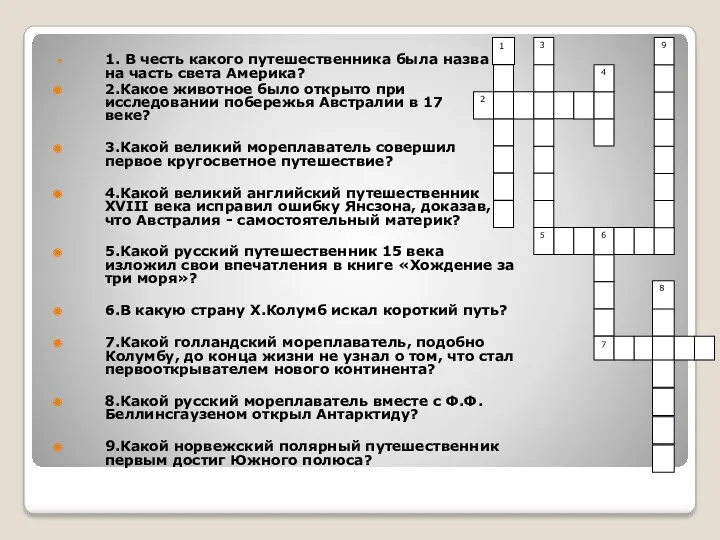 1. В честь какого путешественника была назва на часть света