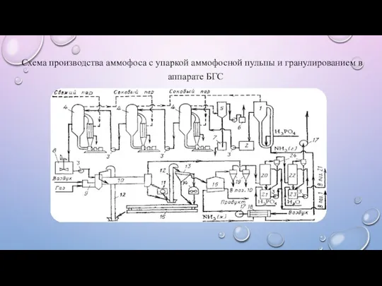 Схема производства аммофоса с упаркой аммофосной пульпы и гранулированием в аппарате БГС