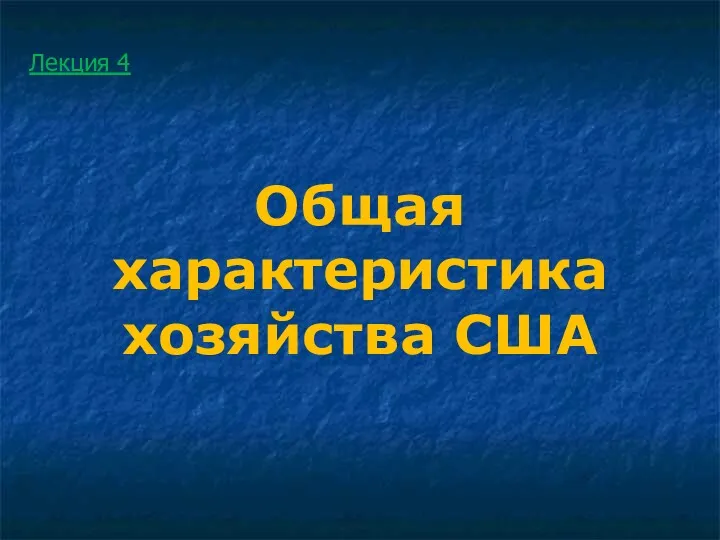 Общая характеристика хозяйства США