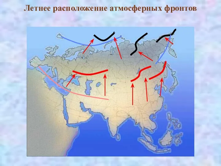 Летнее расположение атмосферных фронтов