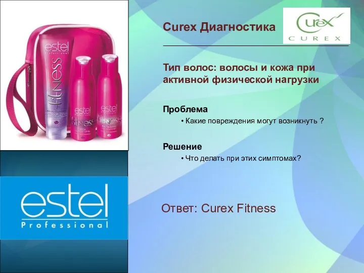Curex Диагностика Тип волос: волосы и кожа при активной физической