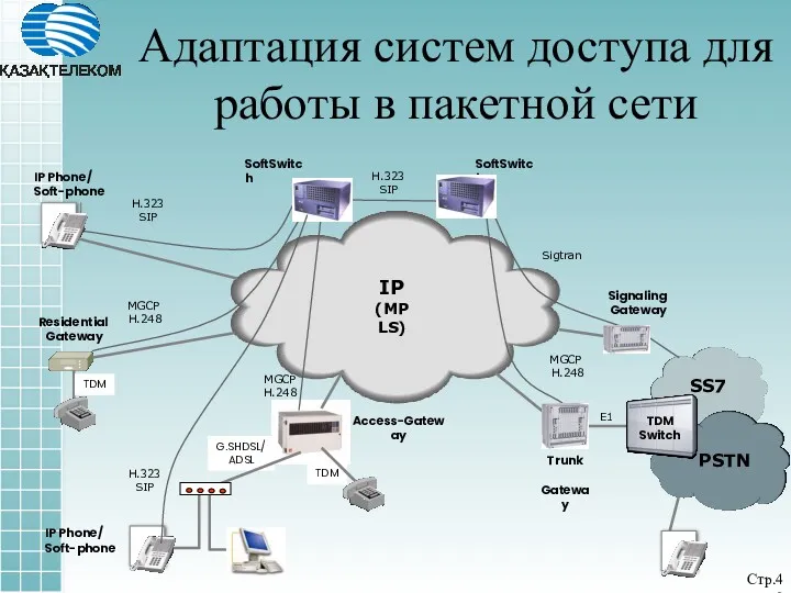 Адаптация систем доступа для работы в пакетной сети Стр.