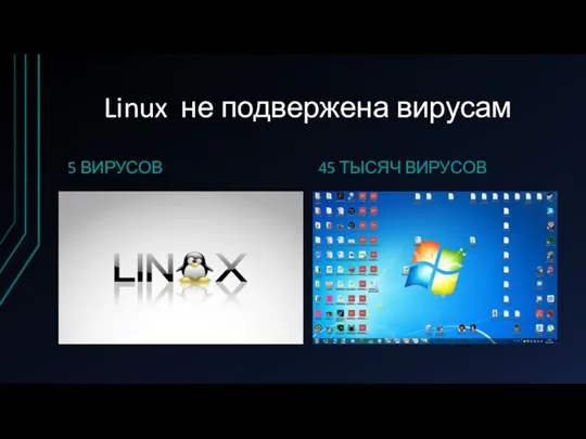 Linux не подвержена вирусам 5 ВИРУСОВ 45 ТЫСЯЧ ВИРУСОВ