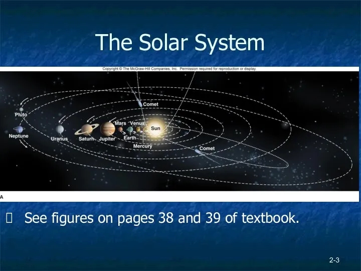 2- The Solar System See figures on pages 38 and 39 of textbook.