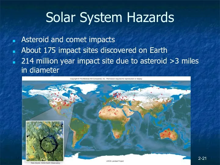 Solar System Hazards Asteroid and comet impacts About 175 impact