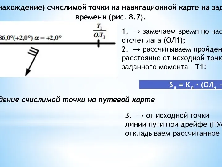 3. Нанесение (нахождение) счислимой точки на навигационной карте на заданный