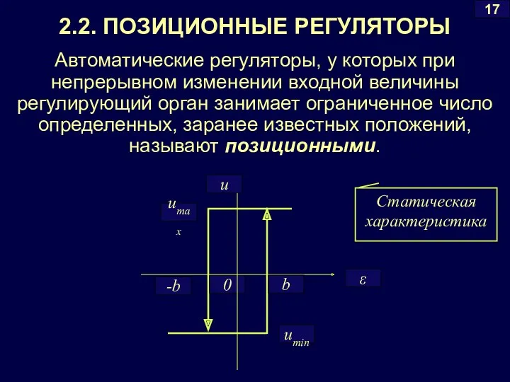 2.2. ПОЗИЦИОННЫЕ РЕГУЛЯТОРЫ Автоматические регуляторы, у которых при непрерывном изменении