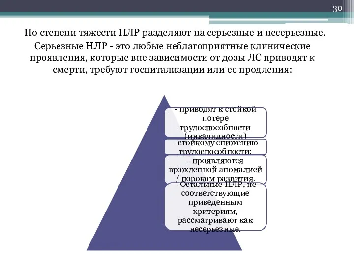 По степени тяжести НЛР разделяют на серьезные и несерьезные. Серьезные