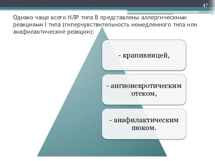 Однако чаще всего НЛР типа В представлены аллергическими реакциями I