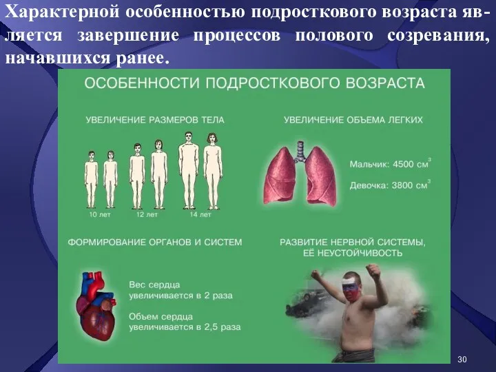 Характерной особенностью подросткового возраста яв-ляется завершение процессов полового созревания, начавшихся ранее.