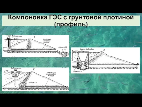 Компоновка ГЭС с грунтовой плотиной (профиль)