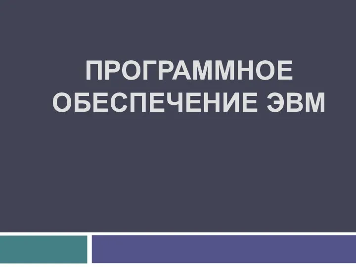 Программное обеспечение ЭВМ